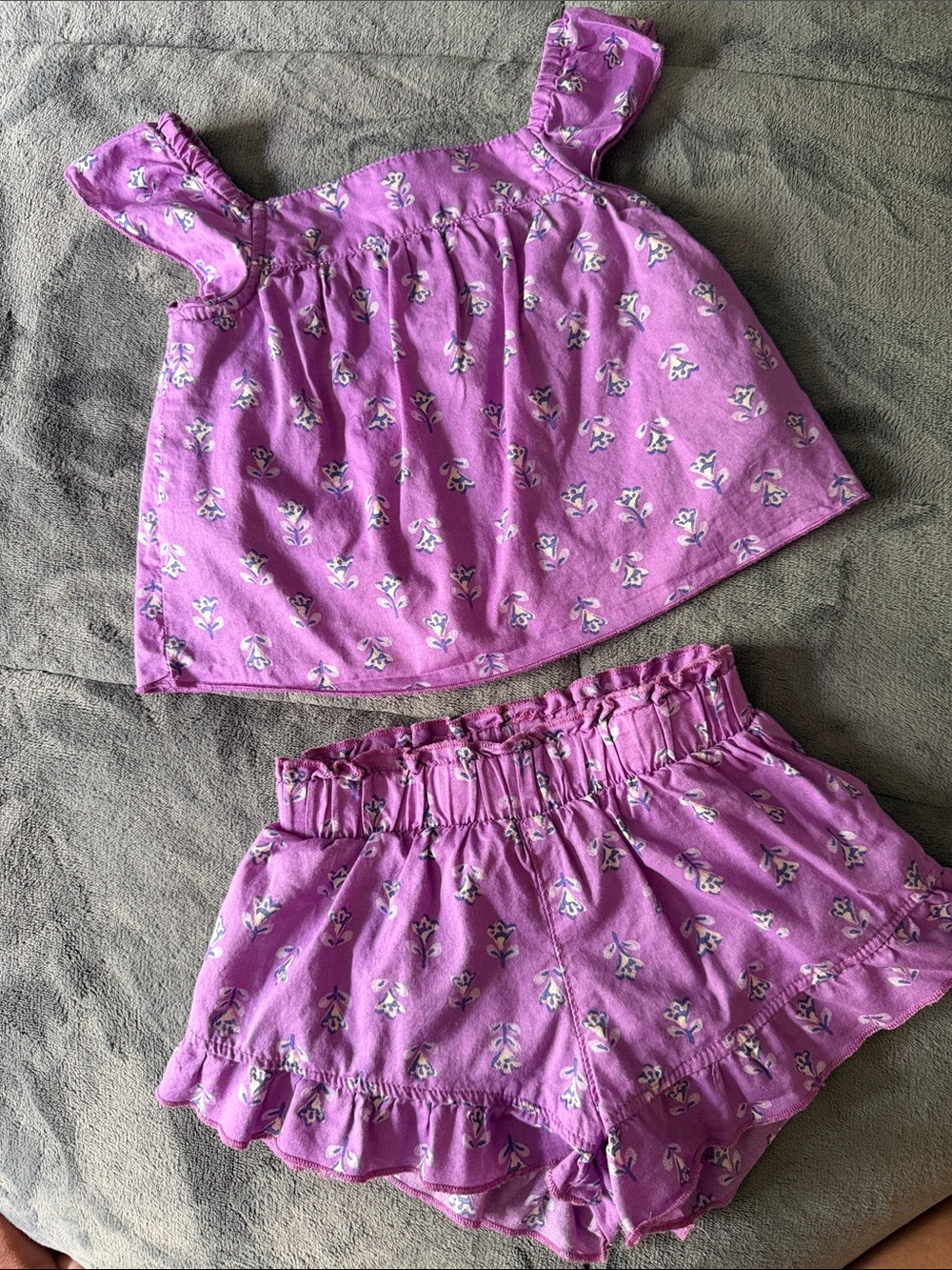 Carter's Purple Floral Tank & Ruffle Shorts Set